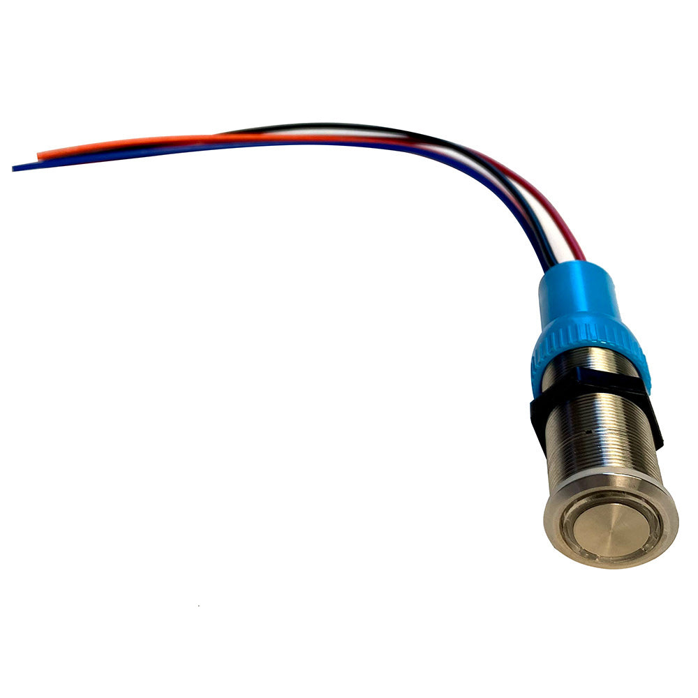 Bluewater 19mm Push Button Switch - Off/(On) Momentary Contact - Blue/Red LED -