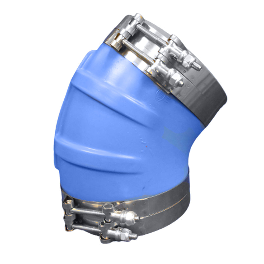 Trident Marine ID 45 Degree Blue Silicone Molded Wet Exhaust Elbow w4 TBolt Clamps 240V10000SS