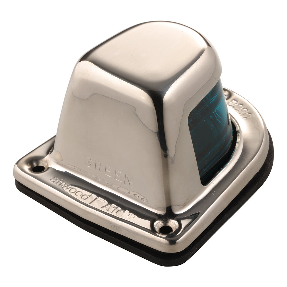 Attwood 1Mile Deck Mount Green Sidelight 12V Stainless Steel Housing