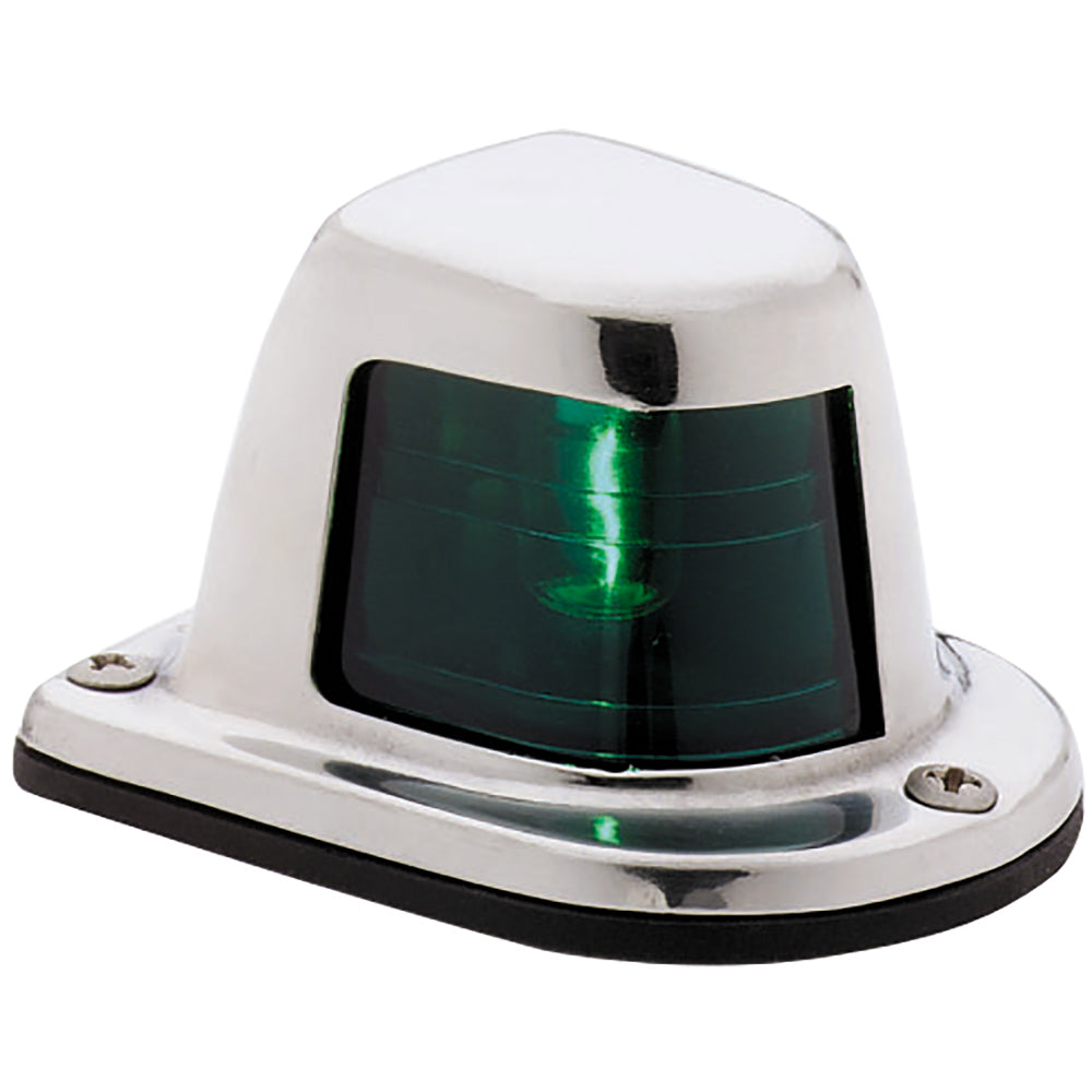 Attwood 1Mile Deck Mount Green Sidelight 12V Stainless Steel Housing