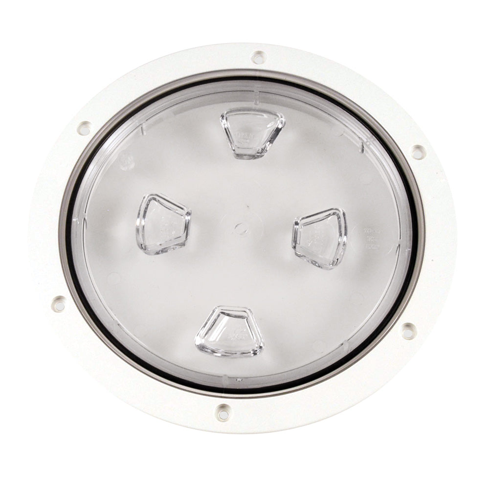 Beckson 8 Clear Center Screw Out Deck Plate White