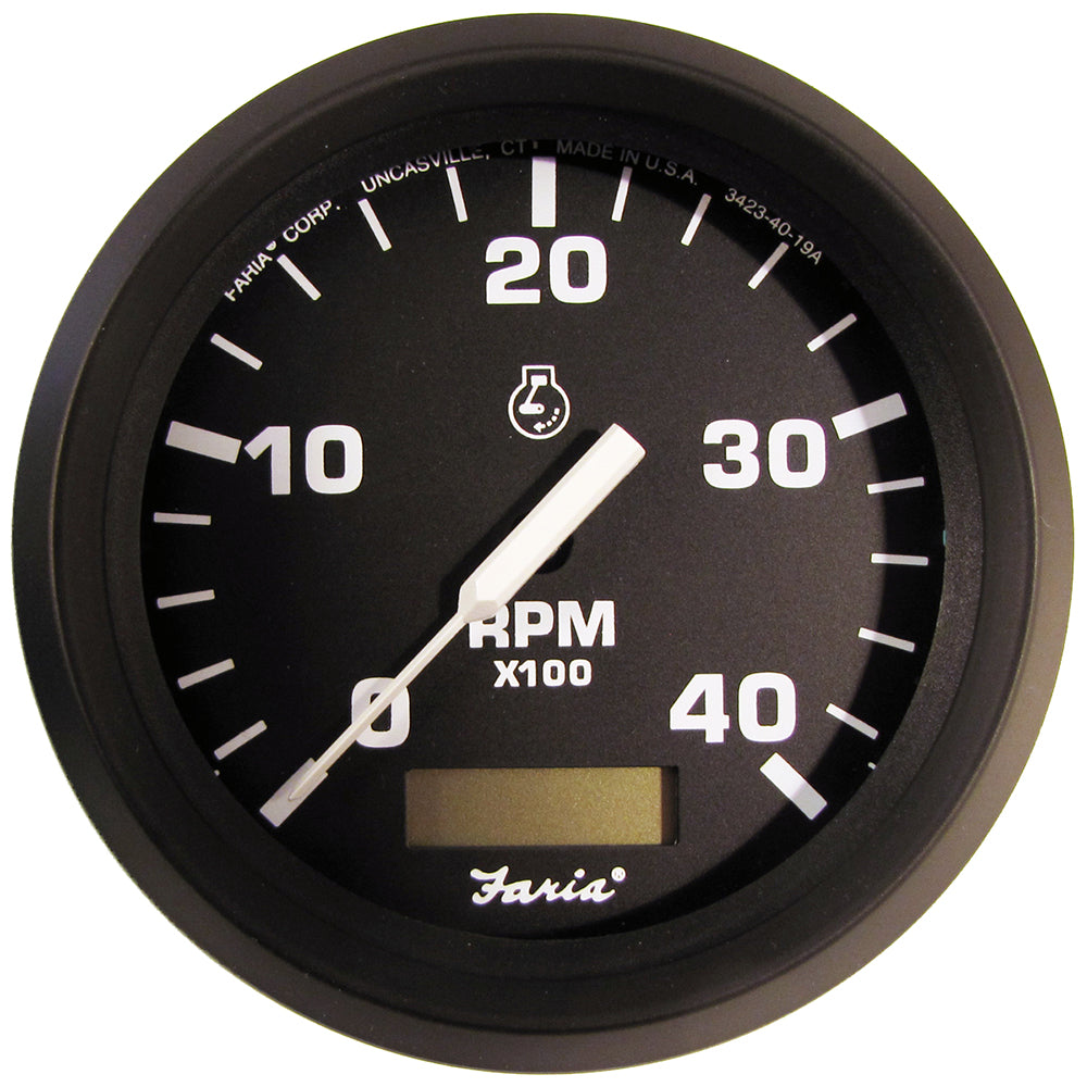 Faria Euro Black 4" Tachometer w/Hourmeter