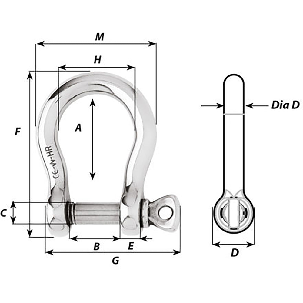Wichard HR Bow Shackle 20mm Diameter