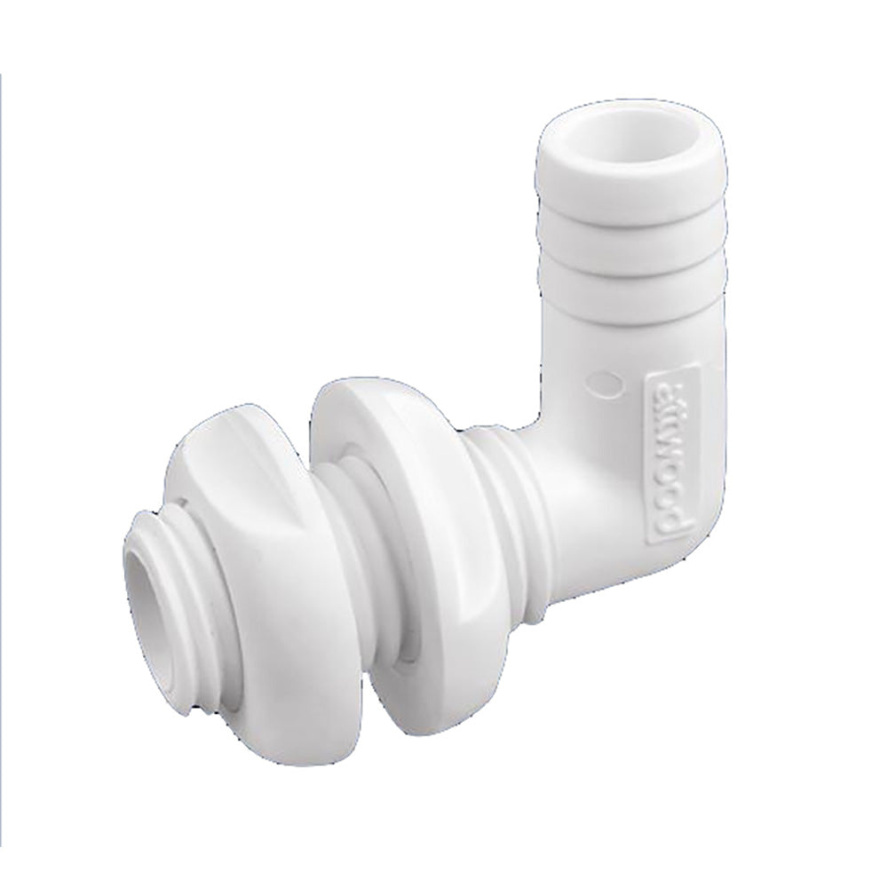 Attwood White Plastic 90 Degree ThruHull Connector