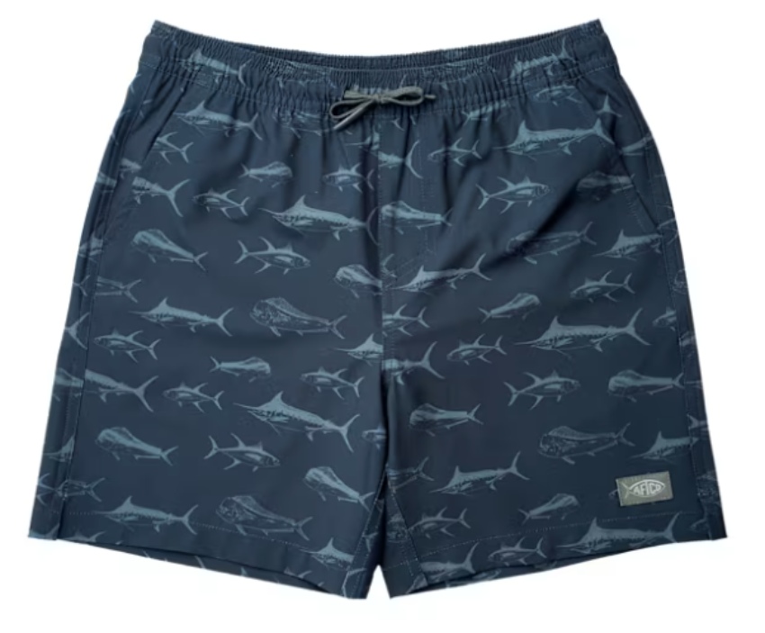 AFTCO Boy's Strike Print Shorts Deep Navy