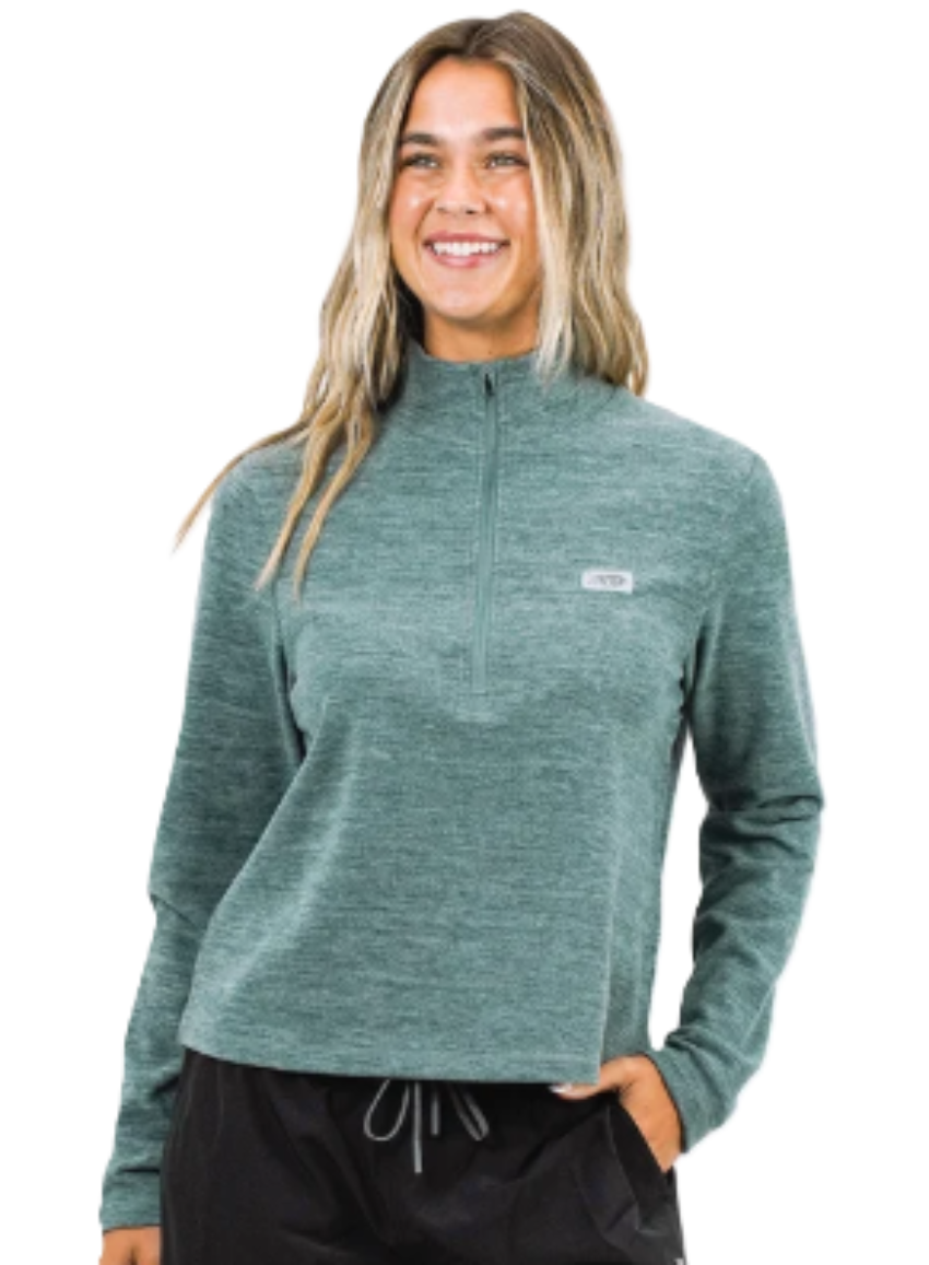 AFTCO Women's Coastal Layer 1/4 Zip Dark Sea Heather