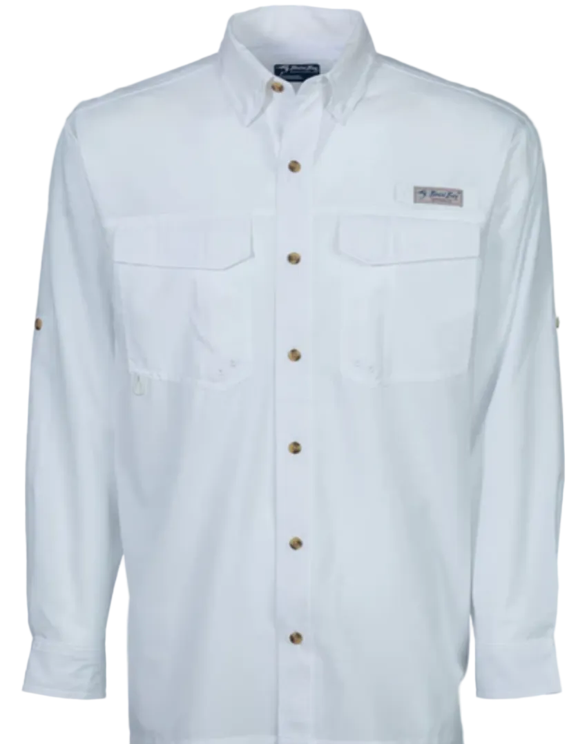 Bimini Bay Men's Flats V LS Shirt White
