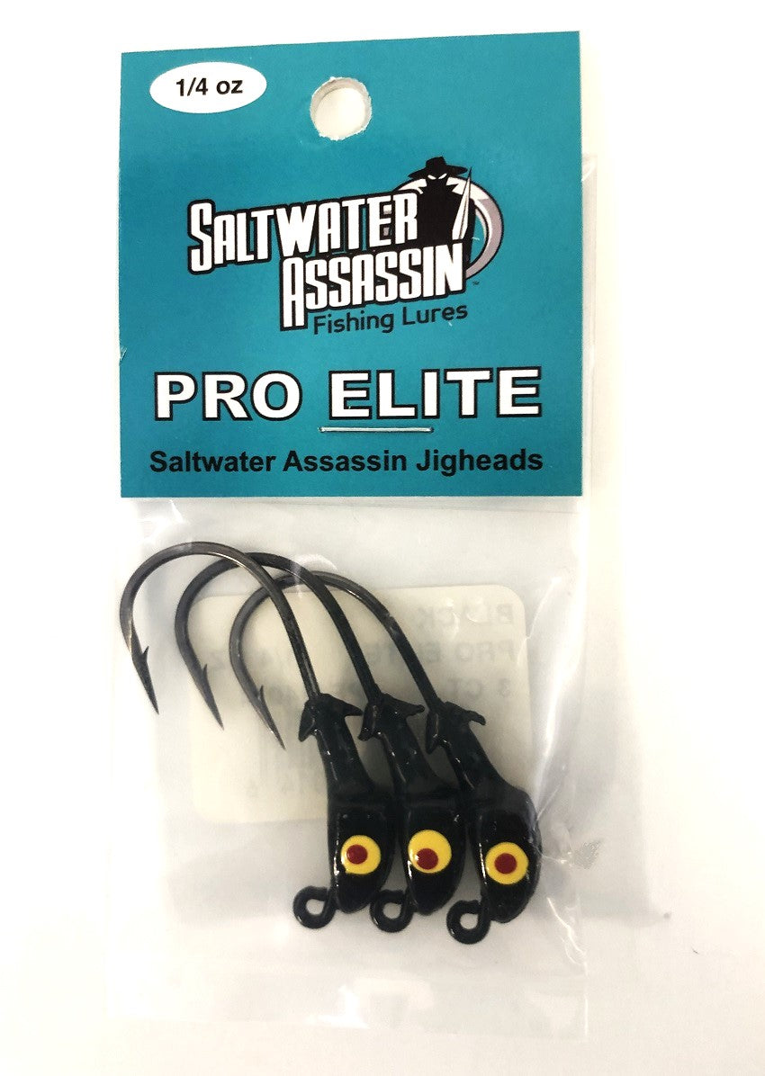 Saltwater Assassin Pro Elite Jigheads Black 1/14oz 3pk