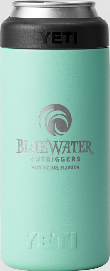 Bluewater Outriggers Custom Yeti Rambler 12oz Colster Slim Seafoam