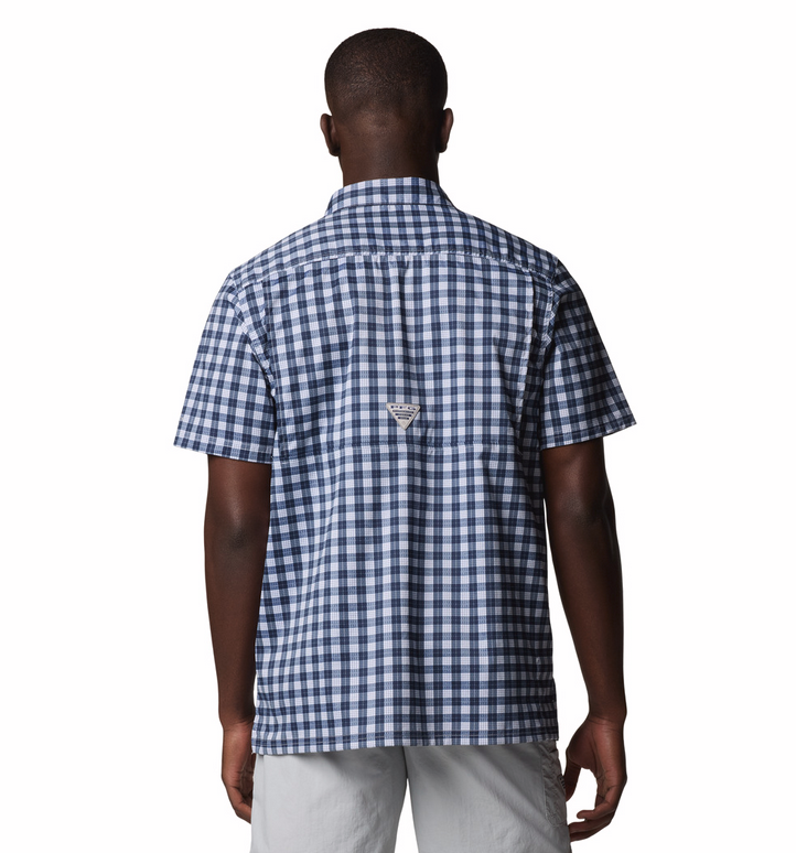 COLUMBIA Men's Super Slack Tide Camp Shirt (Navy Palaka Grid)