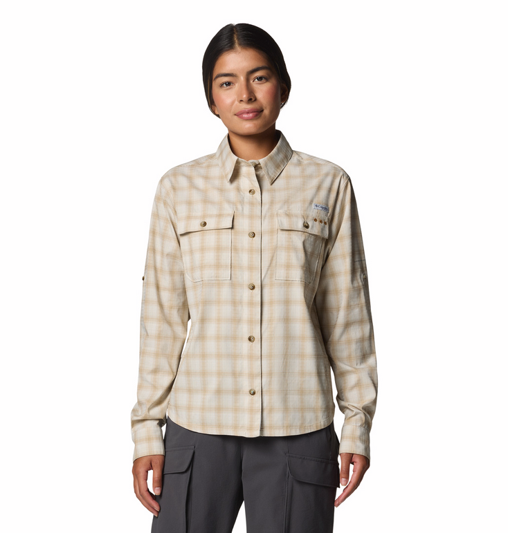 COLUMBIA Women's Wild Cast Performance Yarn Dye LS Shirt (Beach Multi Mod Ombre)