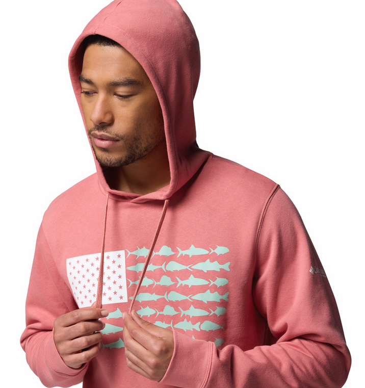 Columbia Men's PFG Fish Flag II Hoodie Rosewood