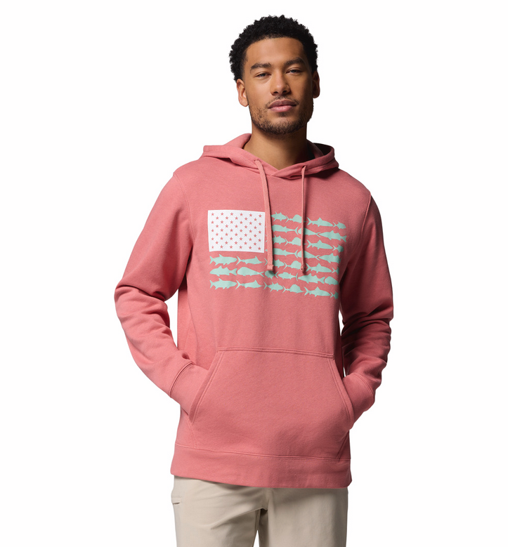 Columbia Men's PFG Fish Flag II Hoodie Rosewood