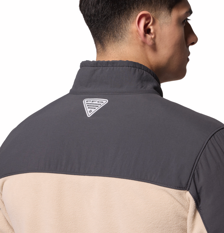 Columbia Men's PFG Uncharted Fleece Full Zip Jacket Shark, Ancient Fossil