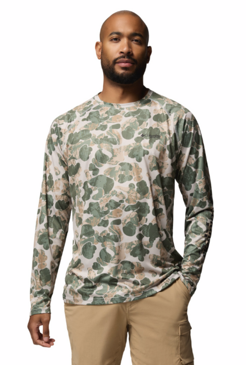 Columbia Men's Super Terminal Tackle PFG Frigate Frenz LS Shirt Dark Stone Deltawood