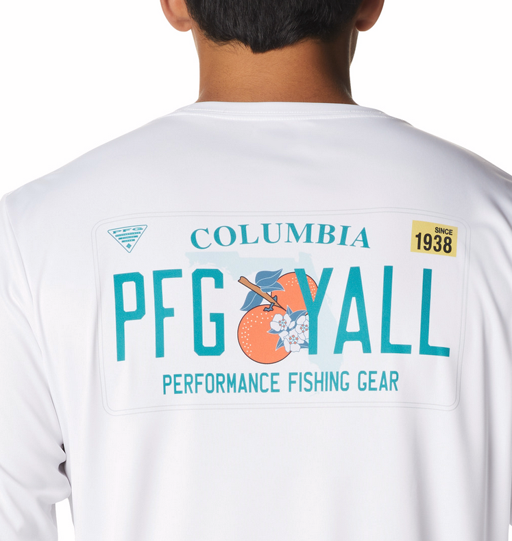 columbia fishing gear Columbia Men's Terminal Tackle PFG License Plate LS White XS