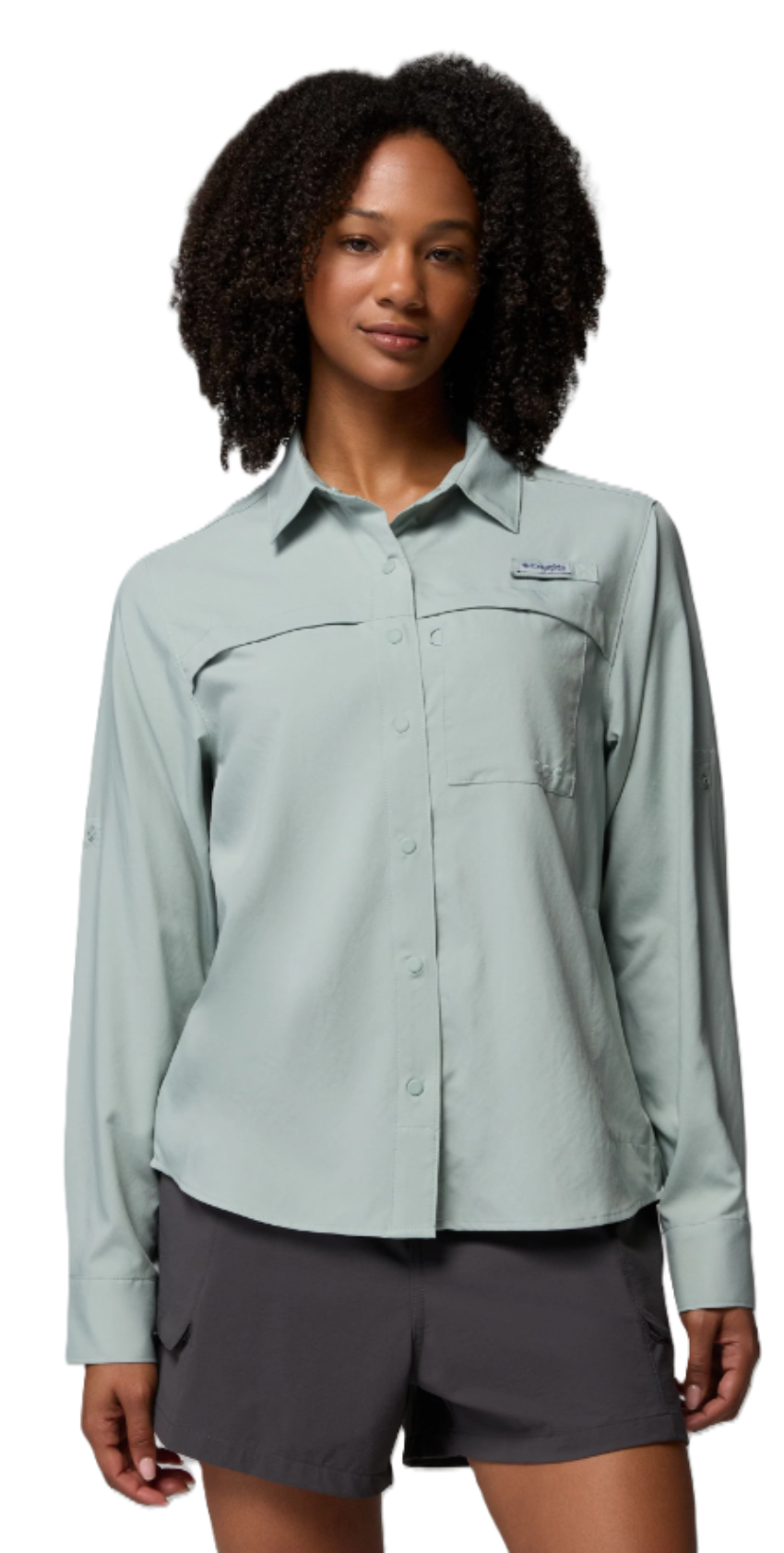 Columbia Women's PFG Castback Woven LS Shirt Niagara
