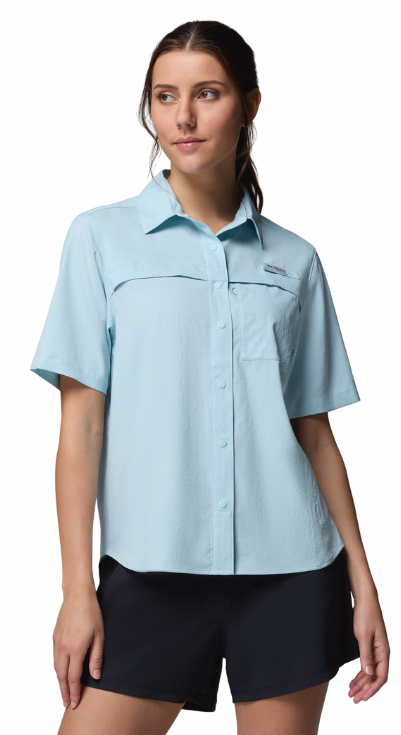 Columbia Women's PFG Castback Woven SS Shirt Marine