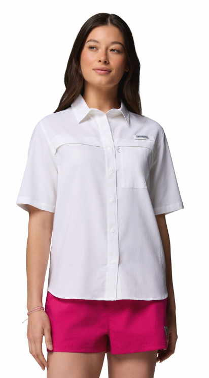 Columbia Women's PFG Castback Woven SS Shirt White