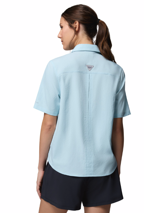 Columbia Women's PFG Castback Woven SS Shirt Marine