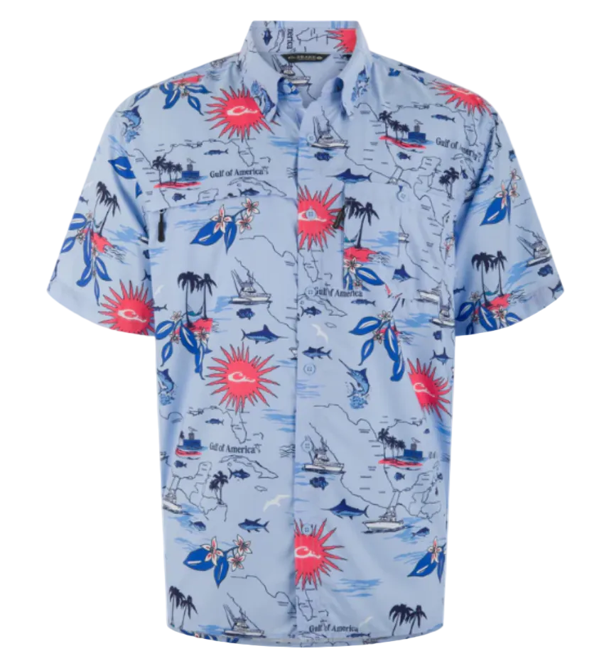 Drake Men's Americana 8-Shot Flyweight SS Shirt Gulf of America