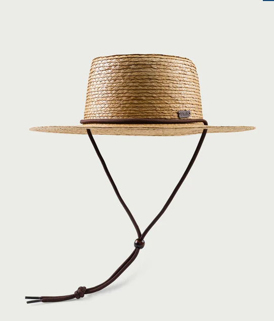HUK Crushable Boater Straw Hat Brown Palm