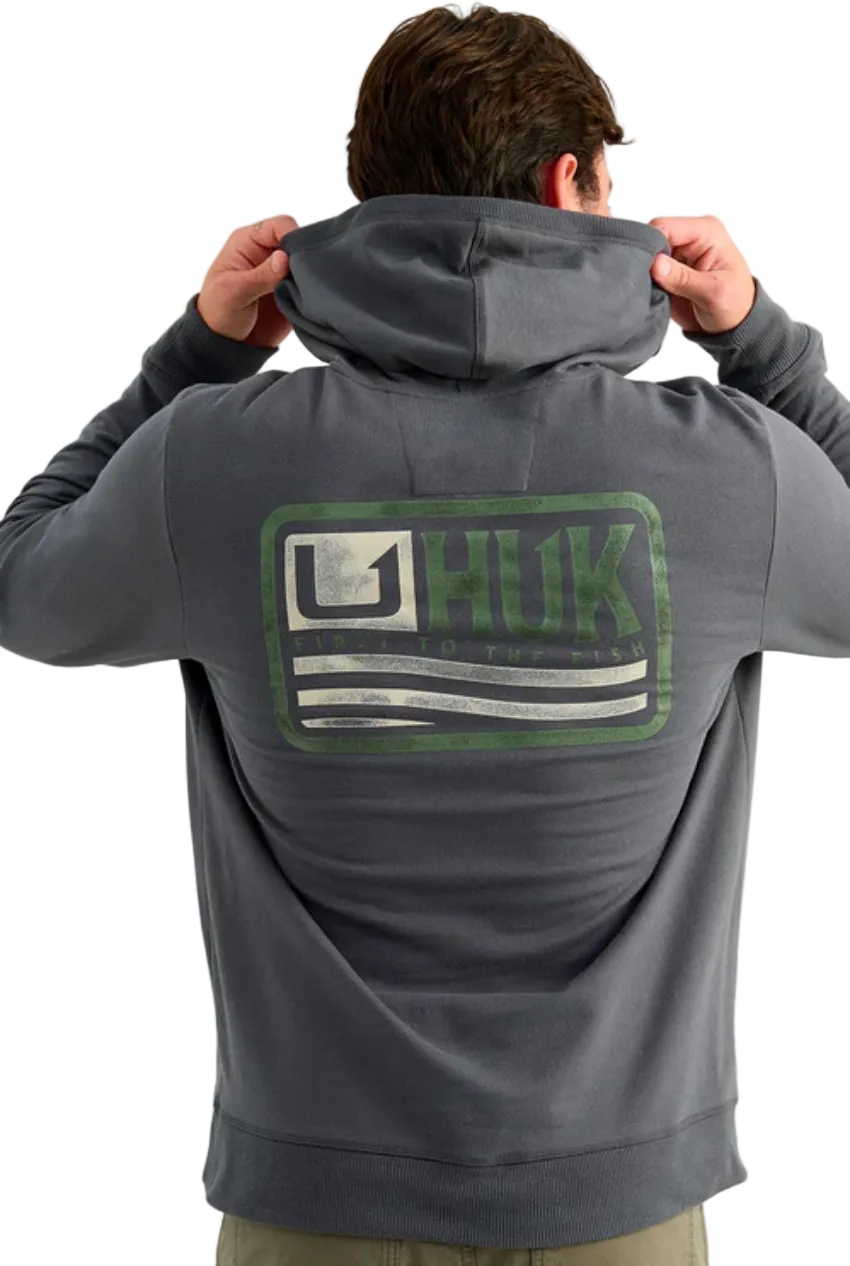 HUK Men's Edisto Born Wave Terry Hoodie Dark Shadow