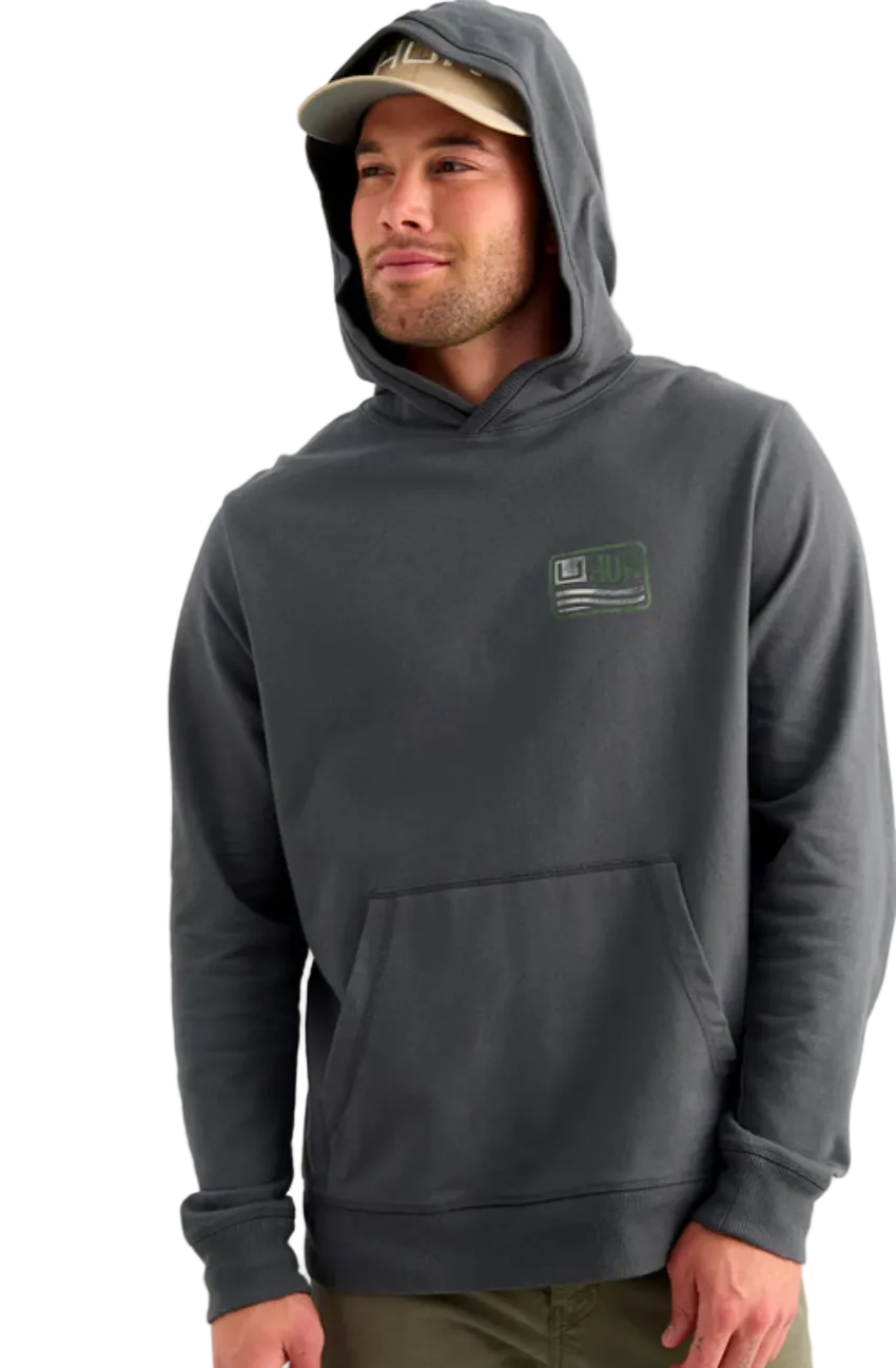 HUK Men's Edisto Born Wave Terry Hoodie Dark Shadow