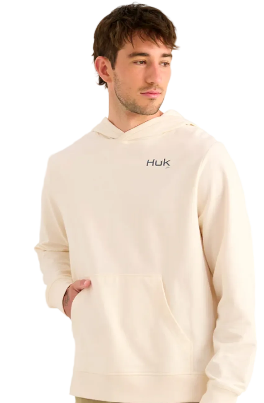 HUK Men's Edisto KC Americana Terry Hoodie Egret