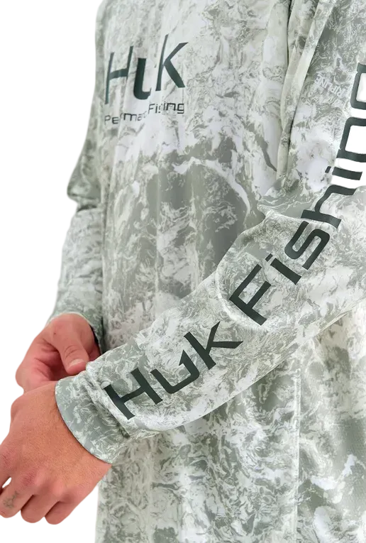 HUK Men's Mossy Oak Pursuit Performance Long Sleeve Crew Seagrass