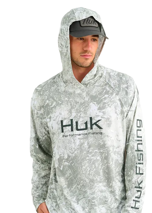 HUK Men's Pursuit Mossy Oak LS Hoodie Seagrass