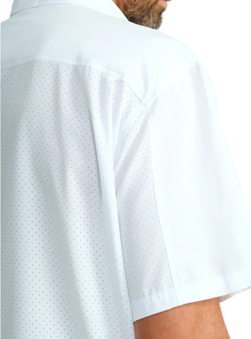 HUK Men's Short Sleeve Tide Point Collard Shirt White