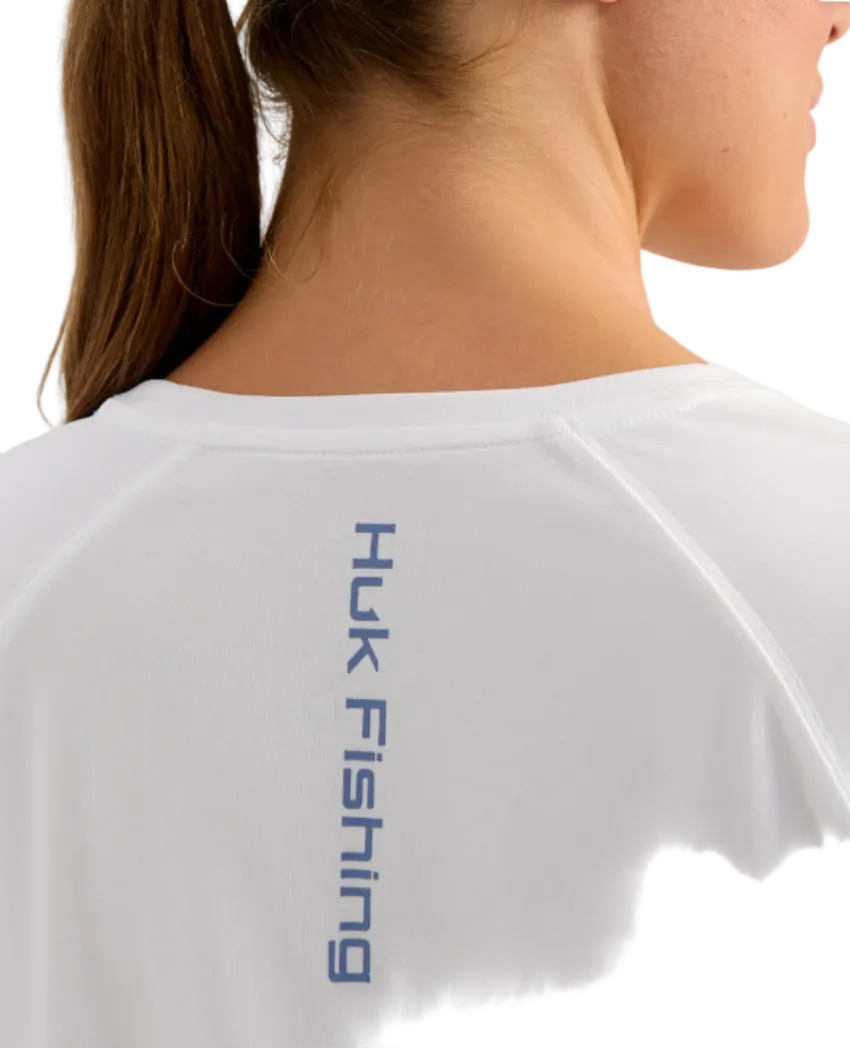 HUK Women's Pursuit Long Sleeve Crew White