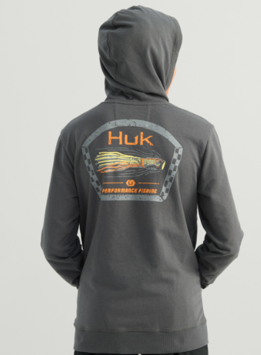 Huk Kid's Edisto Fast Badge Terry Hoodie Dark Shadow