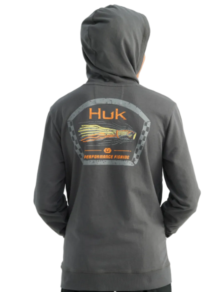 Huk Kid's Edisto Fast Badge Terry Hoodie Dark Shadow