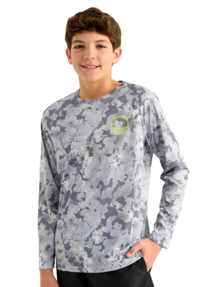 Huk Kid's KC Printed Pursuit LS Crew Sharkshin