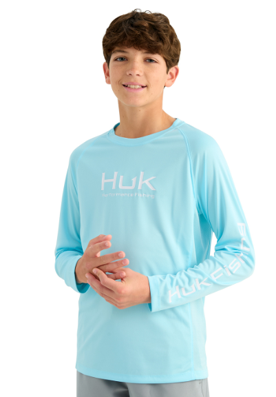 Huk Kid's Pursuit LS Solid Shirt Caicos
