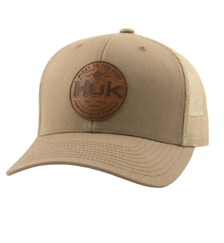 Huk Leather Patch Trucker Hat Dock