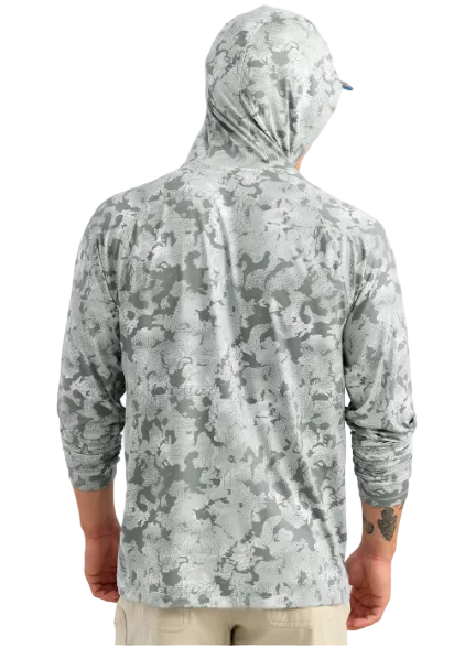 Huk Men's Airweight KC Printed Hoodie Sharkskin