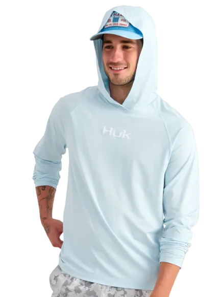 Huk Men's Airweight LS Hoodie Coastal Drift Heather