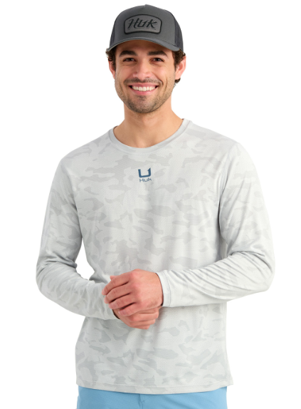 Huk Men's Andros LS Crew Seagull
