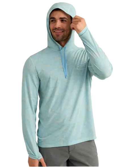 Huk Men's Drift Printed Hoodie Heron Blue