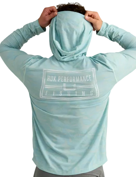 Huk Men's Drift Printed Hoodie Heron Blue