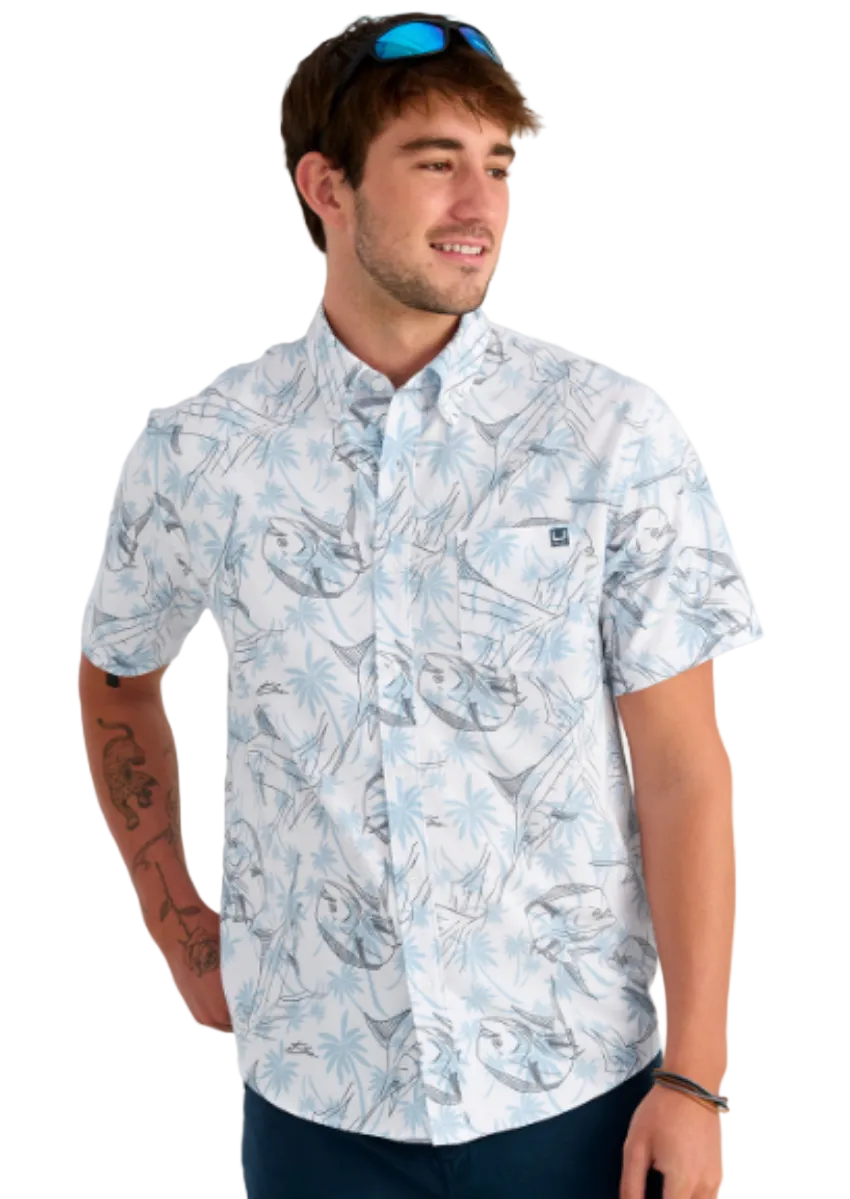 Huk Men's Kona KC Printed Shirt Blue Shadow