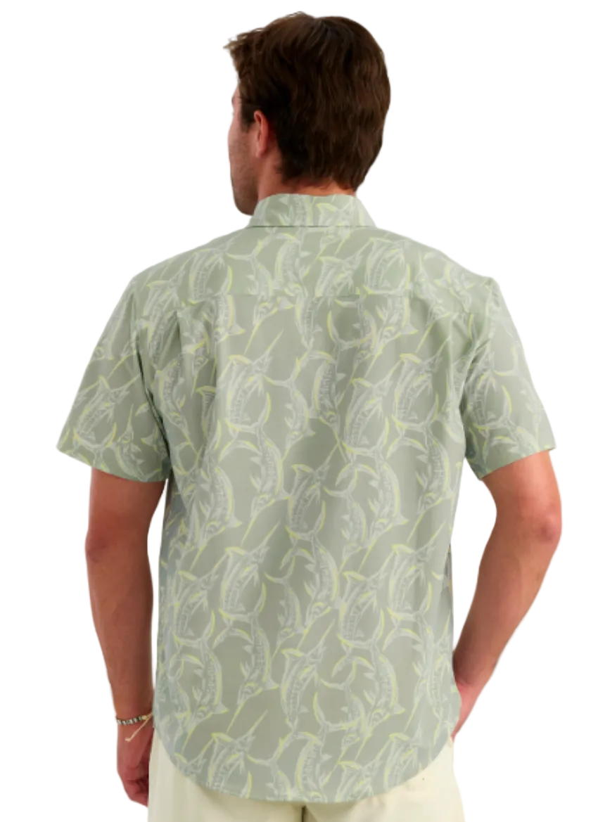 Huk Men's Kona Printed SS Shirt Silver Blue 2