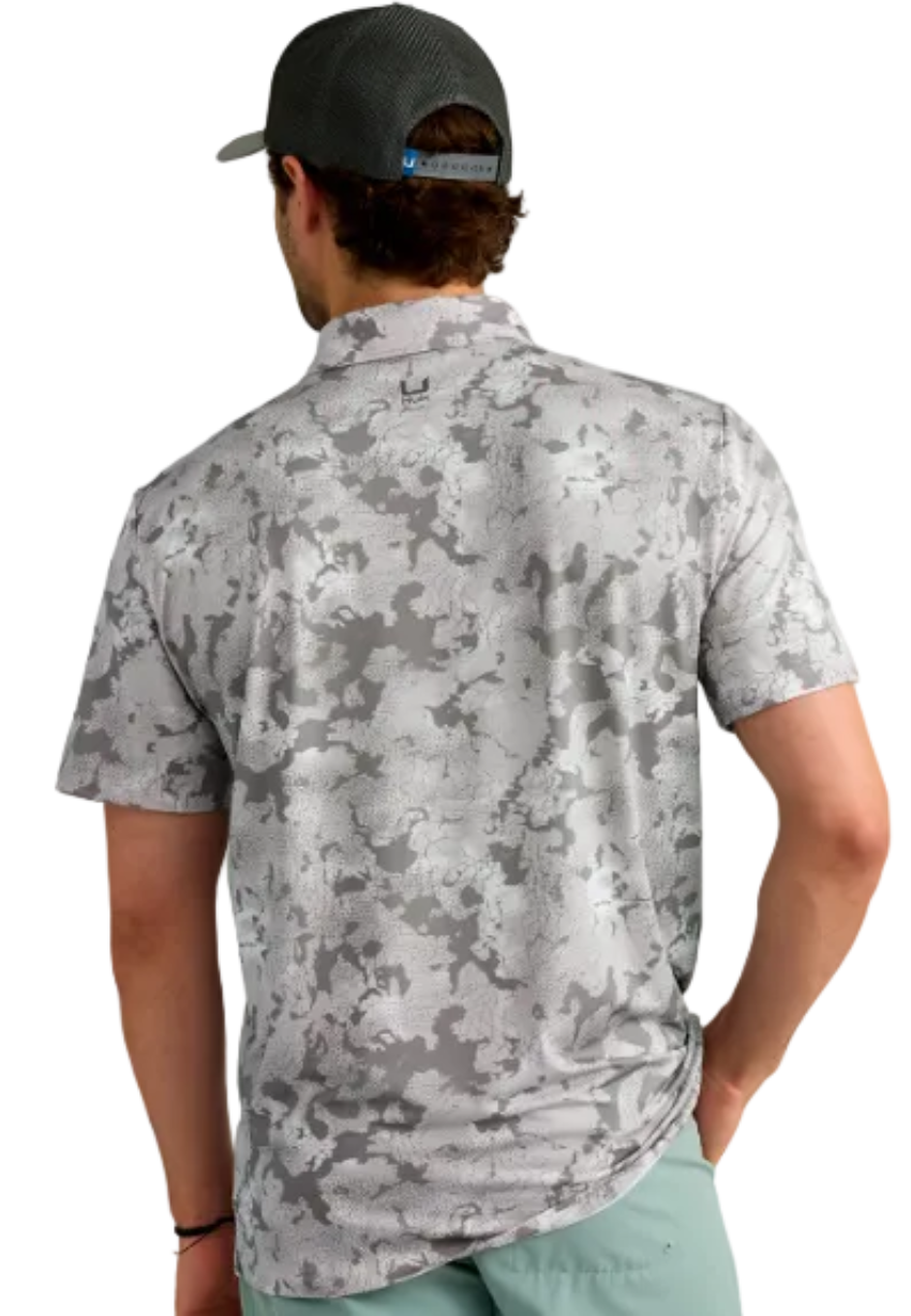 Huk Men's Pursuit KC Printed Polo Sharkskin
