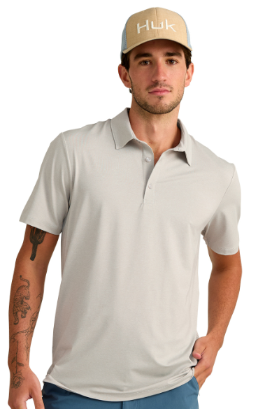 Huk Men's Pursuit Polo Performance SS Shirt Seagull Heather