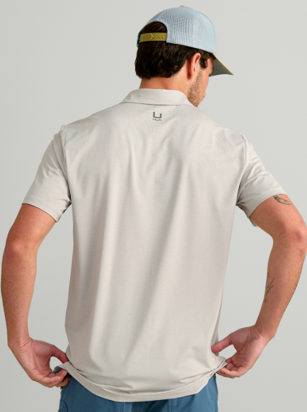 Huk Men's Pursuit Polo Performance SS Shirt Seagull Heather