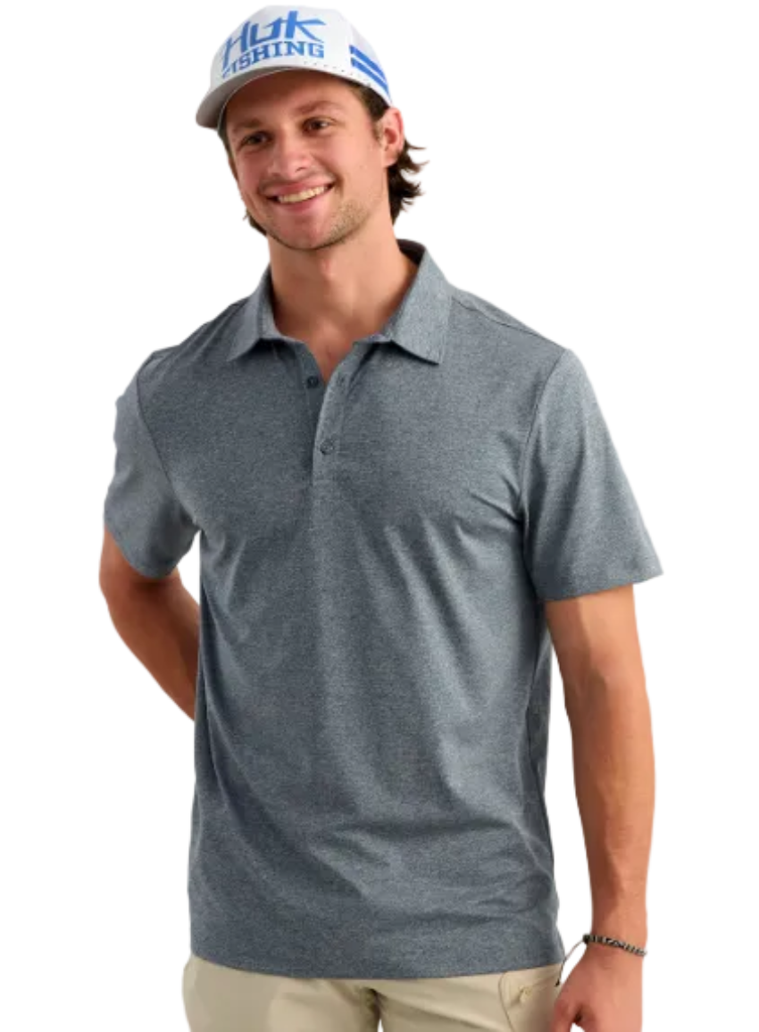 Huk Men's Pursuit Polo Stormy Blue Heather