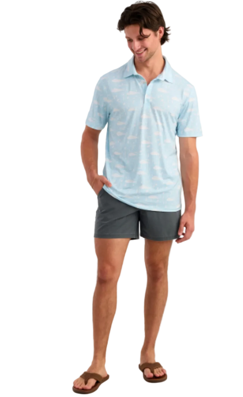 Huk Men's Pursuit Printed Polo Coastal Drift